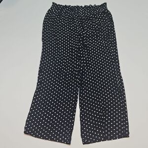 Ashley Stewart Navy and White Polka Dot Wide Leg Pants Lightweight Suze 22/24